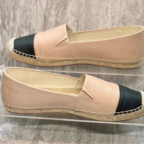 Michael Kors Blush Pink Black Leather Kendrick Slip On Espadrilles Flats 8.5M - Picture 5 of 10